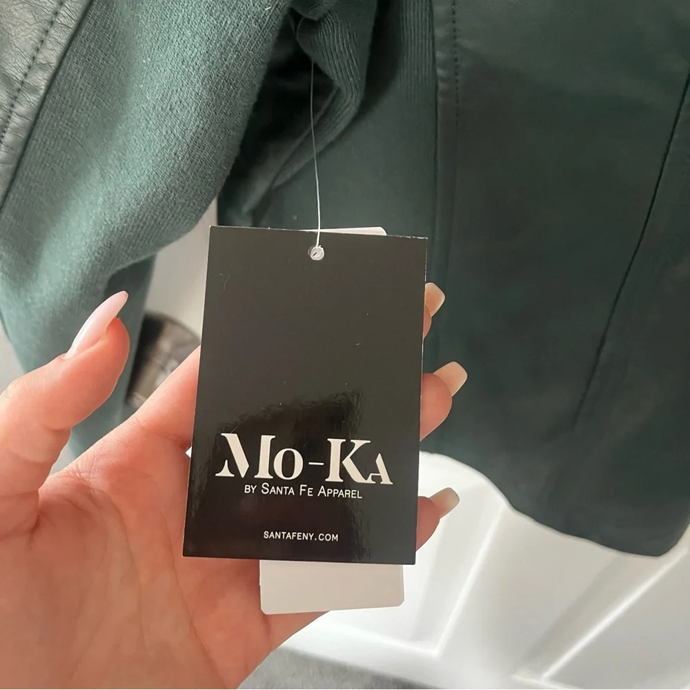 NWT Dark Green Faux Leather Jacket - Picture 4 of 5